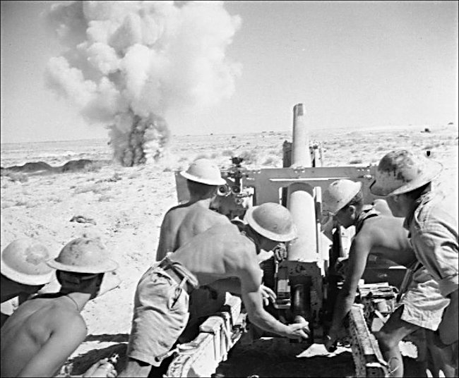 Artillery fire at the battle of El Alamein