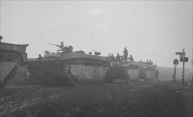 A Buffalo amphibious armoured personel carrier in Arnhem