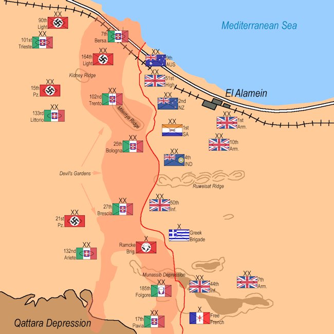 8th Army KRRC El Alamein Map Aug 1942