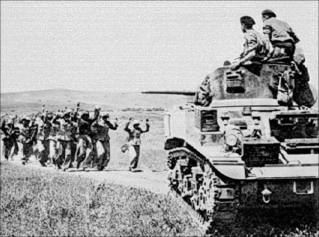 Stuart tank and German POW